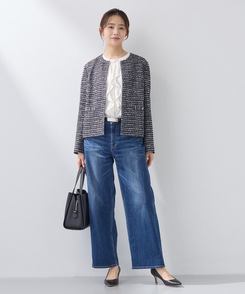 INDIVI(インディヴィ)の「【セレモニー/洗える】ミックスツイードライトジャケット(ノーカラージャケット・レディース・ネイビー系3/ホワイト系6/サックスブルー系3/ホワイト系8・40/38/36/19/15 /13/05)」の21枚目の写真