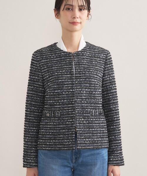 INDIVI(インディヴィ)の「【セレモニー/洗える】ミックスツイードライトジャケット(ノーカラージャケット・レディース・ネイビー系3/ホワイト系6/サックスブルー系3/ホワイト系8・40/38/36/19/15 /13/05)」の20枚目の写真