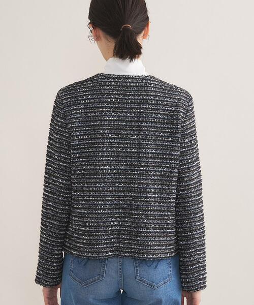 INDIVI(インディヴィ)の「【セレモニー/洗える】ミックスツイードライトジャケット(ノーカラージャケット・レディース・ネイビー系3/ホワイト系6/サックスブルー系3/ホワイト系8・40/38/36/19/15 /13/05)」の18枚目の写真