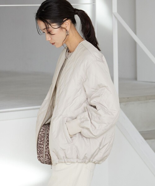 green label relaxing（グリーンレーベルリラクシング）の「ダイヤ キルティング ブルゾン 撥水（ブルゾン・レディース・ブラック/ライトグレー/ベージュ・FREE）」の6枚目の写真
