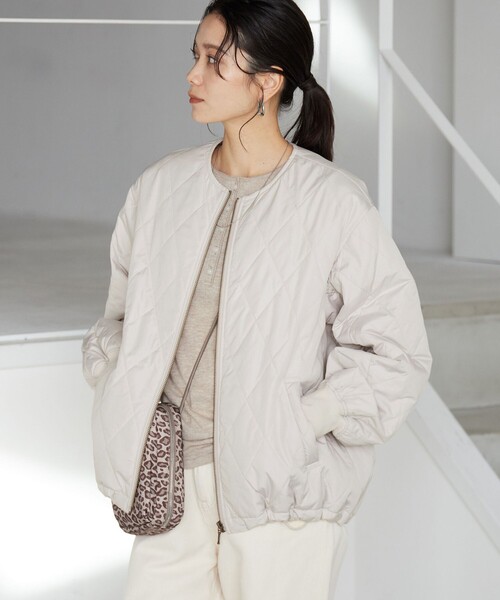 green label relaxing（グリーンレーベルリラクシング）の「ダイヤ キルティング ブルゾン 撥水（ブルゾン・レディース・ブラック/ライトグレー/ベージュ・FREE）」の7枚目の写真