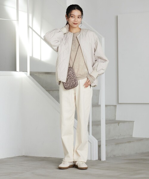 green label relaxing（グリーンレーベルリラクシング）の「ダイヤ キルティング ブルゾン 撥水（ブルゾン・レディース・ブラック/ライトグレー/ベージュ・FREE）」の9枚目の写真