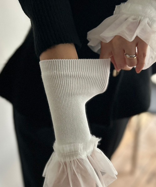 Kotoe(コトエ)の「チュール袖 アームカバー 付け袖(アームカバー・レディース・ブラック/ホワイト・FREE)」の14枚目の写真