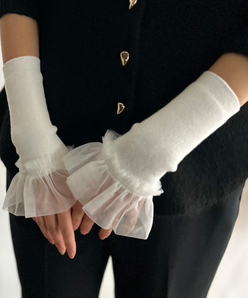 Kotoe(コトエ)の「チュール袖 アームカバー 付け袖(アームカバー・レディース・ブラック/ホワイト・FREE)」の15枚目の写真
