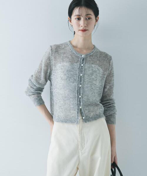 URBAN RESEARCH(アーバンリサーチ)の「シアーモヘヤカーディガン(カーディガン/ボレロ・レディース・ネイビー/イエロー/ライトグレー・FREE)」の2枚目の写真