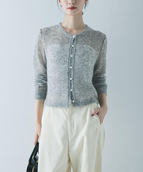 URBAN RESEARCH（アーバンリサーチ）の「シアーモヘヤカーディガン（カーディガン/ボレロ・レディース・ライトグレー/イエロー/ネイビー・FREE）」の4枚目の写真