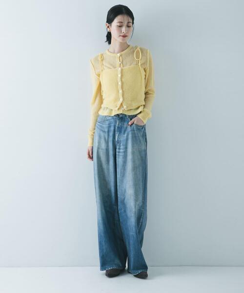 URBAN RESEARCH(アーバンリサーチ)の「シアーモヘヤカーディガン(カーディガン/ボレロ・レディース・ネイビー/イエロー/ライトグレー・FREE)」の15枚目の写真