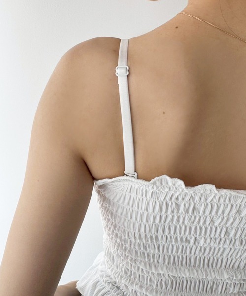one after another NICE CLAUP（ワンアフターアナザーナイスクラップ）の「シャーリングブラトップ（キャミソール・レディース・ホワイト/ブラック・FREE）」の10枚目の写真