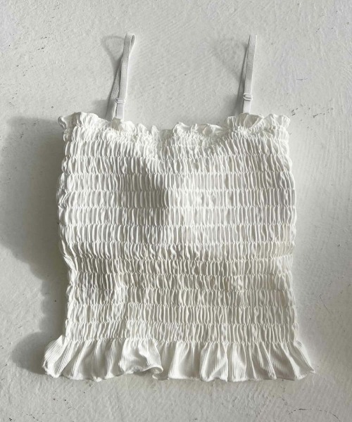 one after another NICE CLAUP（ワンアフターアナザーナイスクラップ）の「シャーリングブラトップ（キャミソール・レディース・ホワイト/ブラック・FREE）」の12枚目の写真