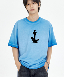 モンスター ドラキュラ ピグメント 半袖Tシャツ ブルー