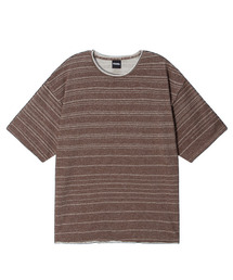 TONSIL（トンスル）の「ヴィンテージストライプ半袖Tシャツブラウン（Tシャツ/カットソー）」