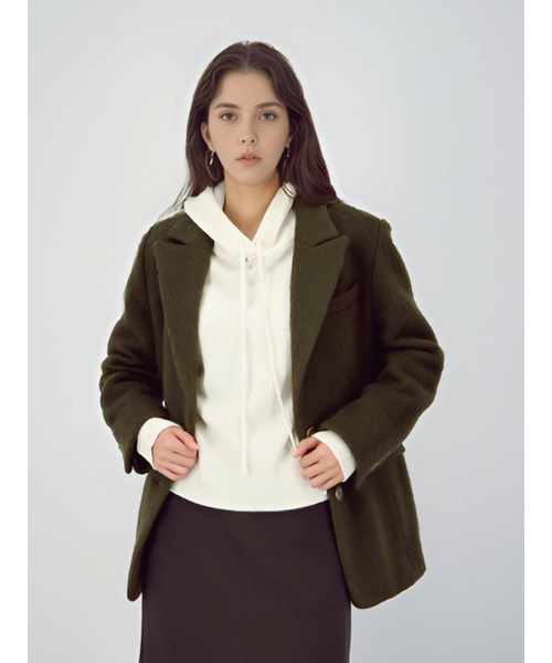 ACUD(アクド)の「Alpaca Coat Jacket _Brown(テーラードジャケット・レディース・カーキブラウン・MEDIUM/SMALL)」の1枚目の写真