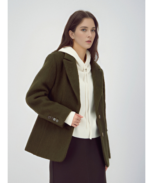 ACUD(アクド)の「Alpaca Coat Jacket _Brown(テーラードジャケット・レディース・カーキブラウン・MEDIUM/SMALL)」の4枚目の写真