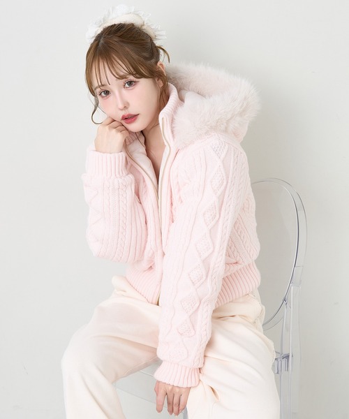 セール】ケーブルニット中綿ブルゾン（ブルゾン）｜one after another