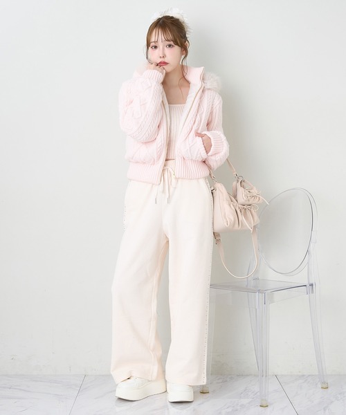 セール】ケーブルニット中綿ブルゾン（ブルゾン）｜one after another