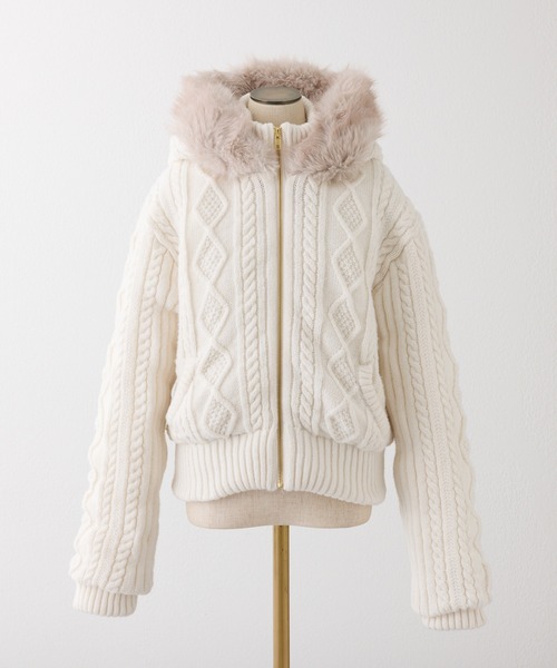 セール】ケーブルニット中綿ブルゾン（ブルゾン）｜one after another