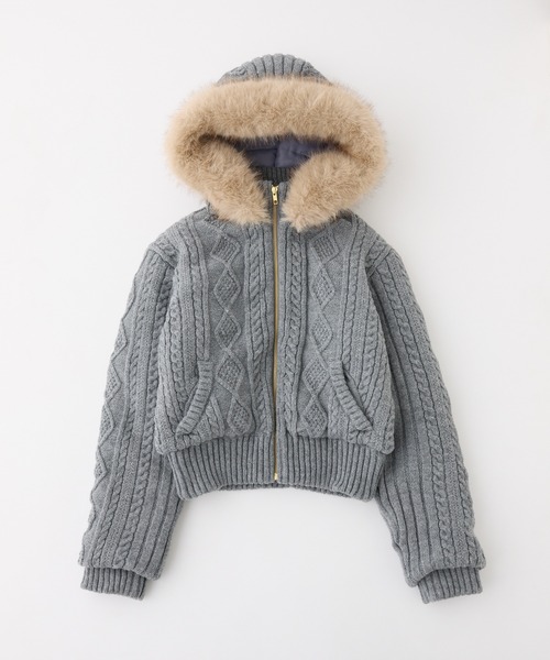 セール】ケーブルニット中綿ブルゾン（ブルゾン）｜one after another