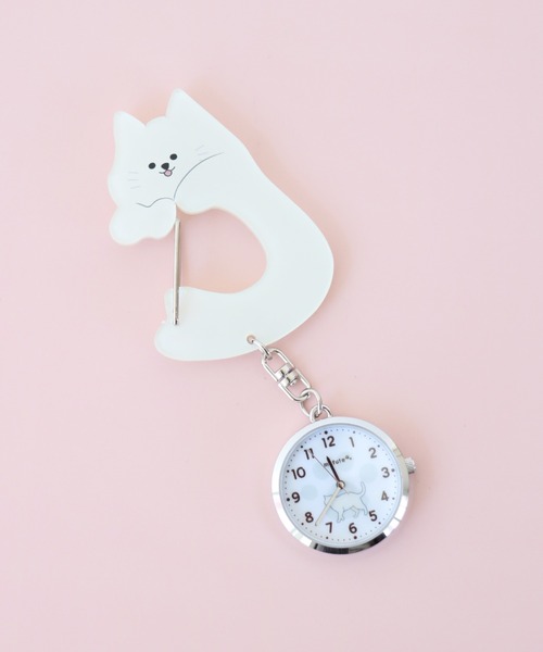 SiNCERE（シンシア）の「カラビナタイプ キーチェーン ウォッチ アニマル ねこ ぽてにゃ ST315（チャーム・レディース・ホワイト系1/ホワイト系/ブラック/ホワイト・ONE SIZE）」の2枚目の写真