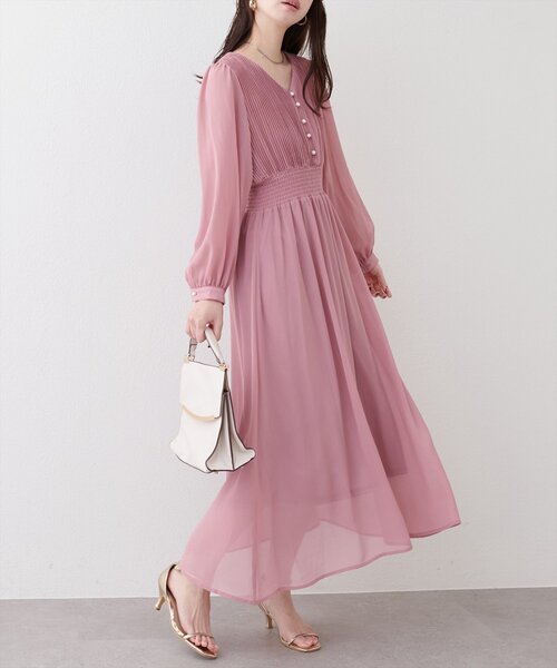 ピンタックプリーツお上品ワンピース（ワンピース）｜natural couture