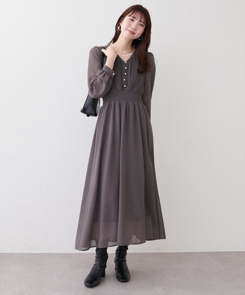 natural couture（ナチュラルクチュール）の「ピンタックプリーツお上品ワンピース（ワンピース・レディース・その他2/その他1/ピンクベージュ/その他4/その他3/チャコールグレー・FREE）」の9枚目の写真