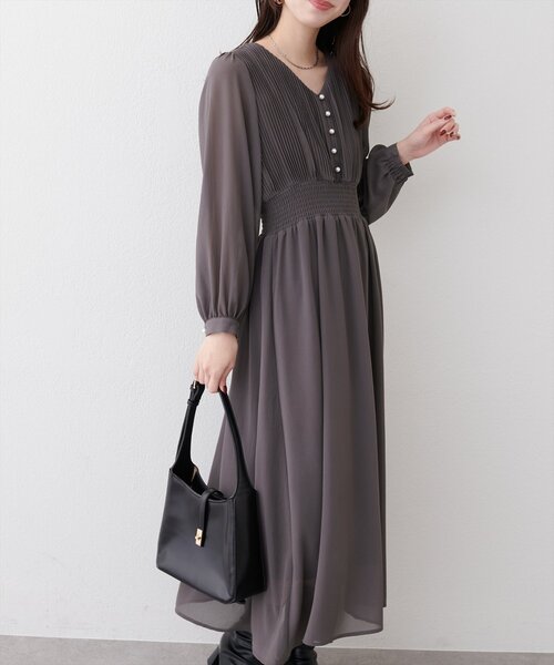 natural couture（ナチュラルクチュール）の「ピンタックプリーツお上品ワンピース（ワンピース・レディース・その他2/その他1/ピンクベージュ/その他4/その他3/チャコールグレー・FREE）」の10枚目の写真