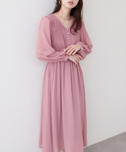 ピンタックプリーツお上品ワンピース（ワンピース）｜natural couture