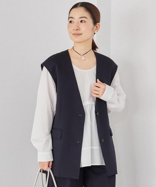 martinique(マルティニーク)の「《コラボ》川上さやかさん×martiniqueVネックジレ(セットアップ可)(ベスト・レディース・サックスブルー/ネイビー・FREE)」の2枚目の写真