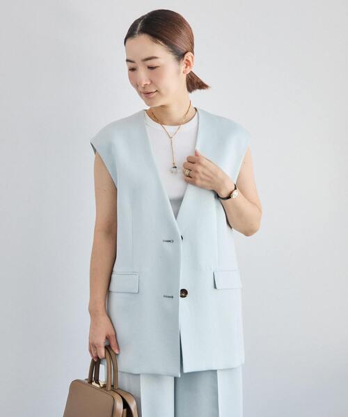martinique(マルティニーク)の「《コラボ》川上さやかさん×martiniqueVネックジレ(セットアップ可)(ベスト・レディース・サックスブルー/ネイビー・FREE)」の3枚目の写真