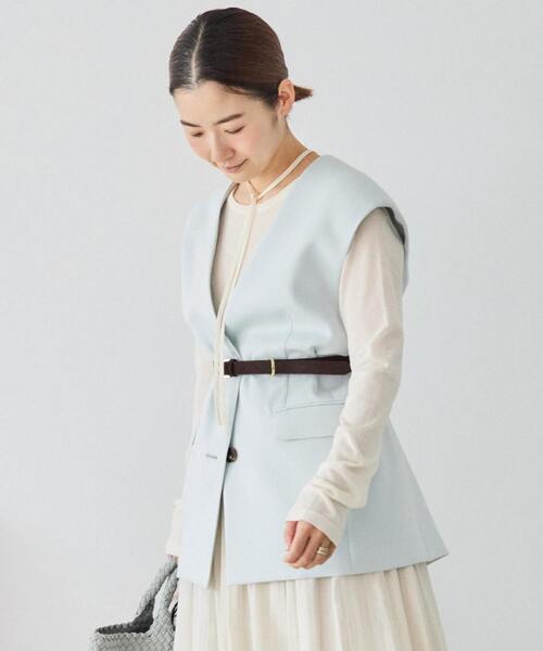 martinique(マルティニーク)の「《コラボ》川上さやかさん×martiniqueVネックジレ(セットアップ可)(ベスト・レディース・サックスブルー/ネイビー・FREE)」の4枚目の写真