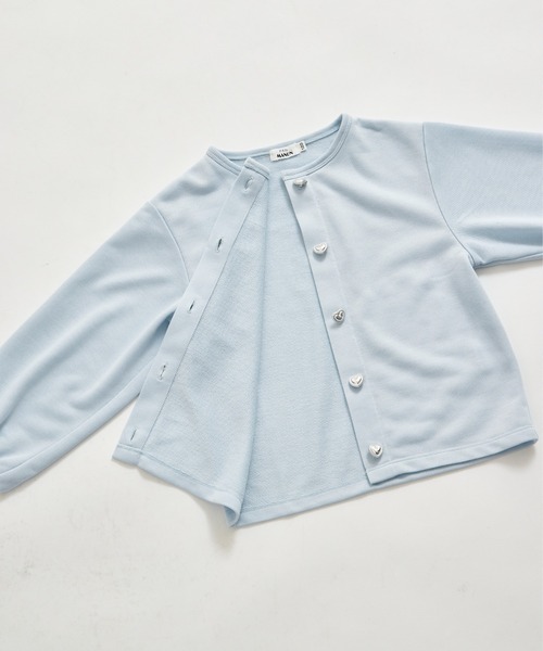 pairmanon（ペアマノン）の「【軽やかスウェット】ガールズ きらきらハートボタン カーディガン（カーディガン/ボレロ・キッズ・ライトブルー/イエロー/ブラック・120/100/90/130/110/150/140）」の14枚目の写真