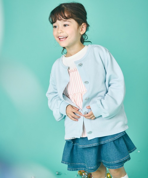 pairmanon（ペアマノン）の「【軽やかスウェット】ガールズ きらきらハートボタン カーディガン（カーディガン/ボレロ・キッズ・ライトブルー/イエロー/ブラック・120/100/90/130/110/150/140）」の5枚目の写真