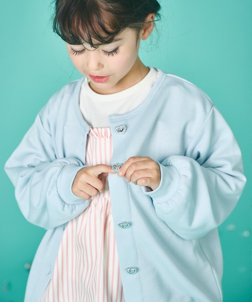 pairmanon（ペアマノン）の「【軽やかスウェット】ガールズ きらきらハートボタン カーディガン（カーディガン/ボレロ・キッズ・ライトブルー/イエロー/ブラック・120/100/90/130/110/150/140）」の7枚目の写真