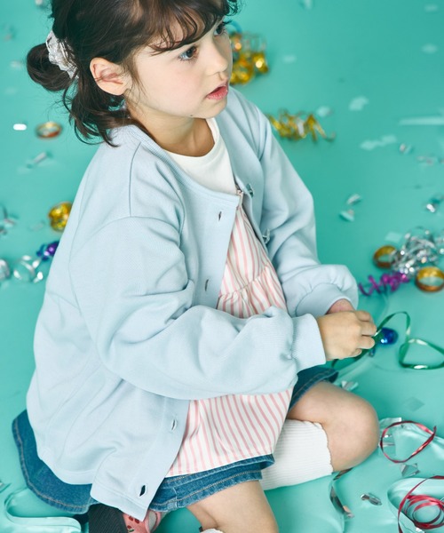 pairmanon（ペアマノン）の「【軽やかスウェット】ガールズ きらきらハートボタン カーディガン（カーディガン/ボレロ・キッズ・ライトブルー/イエロー/ブラック・120/100/90/130/110/150/140）」の8枚目の写真