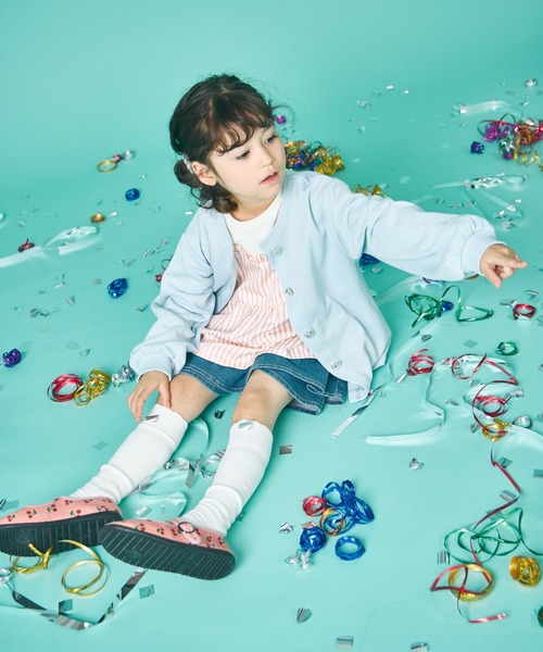 pairmanon（ペアマノン）の「【軽やかスウェット】ガールズ きらきらハートボタン カーディガン（カーディガン/ボレロ・キッズ・ライトブルー/イエロー/ブラック・120/100/90/130/110/150/140）」の9枚目の写真