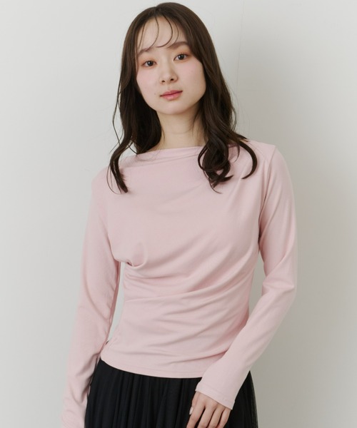 Olu.(オルドット)の「アシンメトリードレープトップス(Tシャツ/カットソー・レディース・ピンク/ホワイト/イエロー/ブラック・FREE)」の4枚目の写真