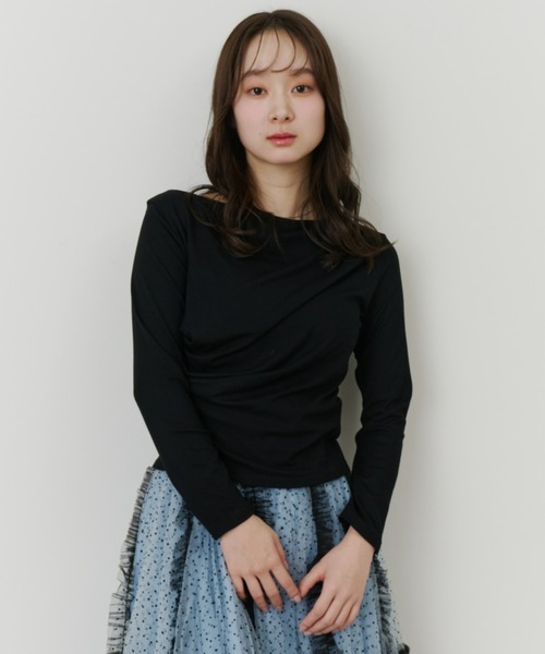 Olu.(オルドット)の「アシンメトリードレープトップス(Tシャツ/カットソー・レディース・ピンク/ホワイト/イエロー/ブラック・FREE)」の12枚目の写真