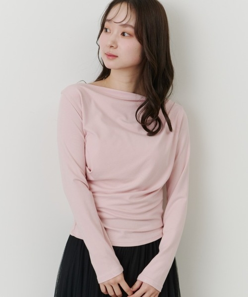 Olu.(オルドット)の「アシンメトリードレープトップス(Tシャツ/カットソー・レディース・ピンク/ホワイト/イエロー/ブラック・FREE)」の5枚目の写真