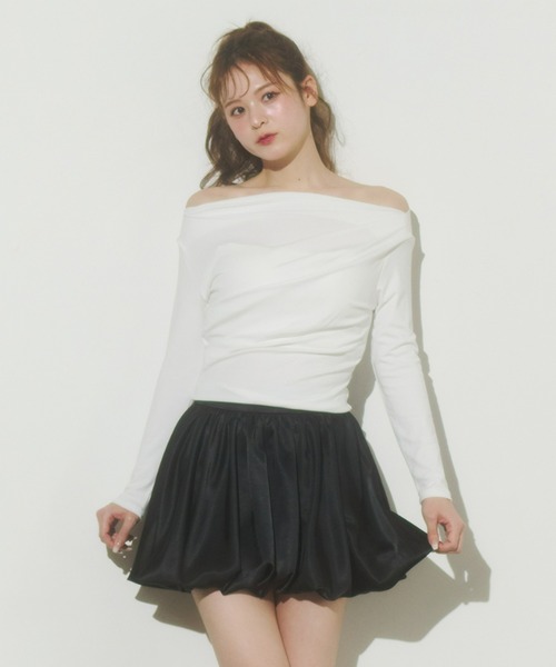 Olu.(オルドット)の「アシンメトリードレープトップス(Tシャツ/カットソー・レディース・ピンク/ホワイト/イエロー/ブラック・FREE)」の7枚目の写真