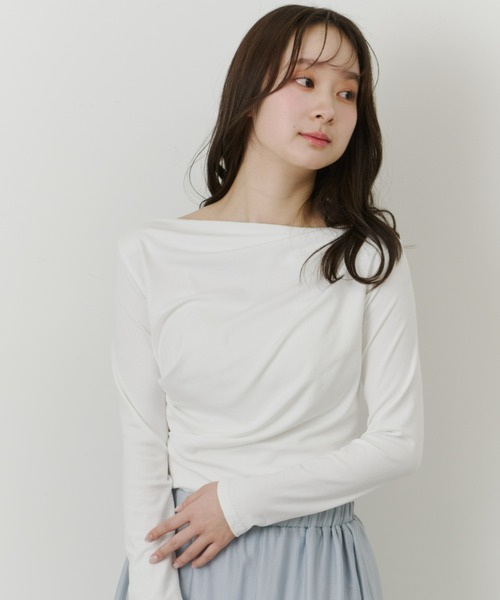 Olu.(オルドット)の「アシンメトリードレープトップス(Tシャツ/カットソー・レディース・ピンク/ホワイト/イエロー/ブラック・FREE)」の10枚目の写真