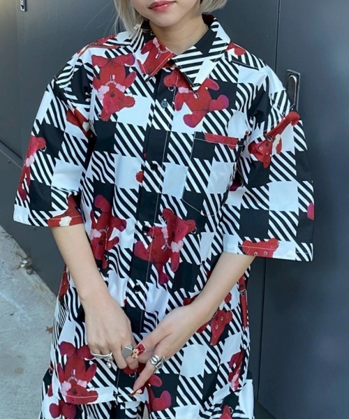 Candy Stripper（キャンディストリッパー）の「BROKEN BEAR CHECK シャツ（シャツ/ブラウス・レディース・ベージュ/ブラック系その他/ブラック・FREE）」の3枚目の写真