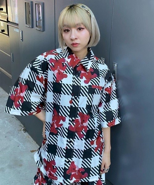 Candy Stripper（キャンディストリッパー）の「BROKEN BEAR CHECK シャツ（シャツ/ブラウス・レディース・ベージュ/ブラック系その他/ブラック・FREE）」の4枚目の写真
