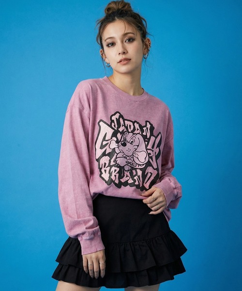 GALFY(ガルフィー)の「【GALFY/ガルフィー】さらっとグラフィティ染め染めロンTee(Tシャツ/カットソー・メンズ・パープル/ピンク/ブラック・M/L/XL)」の1枚目の写真