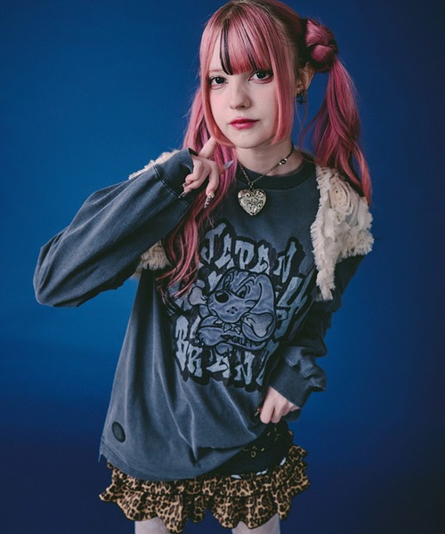 GALFY(ガルフィー)の「【GALFY/ガルフィー】さらっとグラフィティ染め染めロンTee(Tシャツ/カットソー・メンズ・パープル/ピンク/ブラック・M/L/XL)」の2枚目の写真