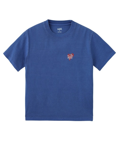 X-girl（エックスガール）の「FADED HEART ROSE LOGO S/S TEE（Tシャツ/カットソー・レディース・ブルー/ブラック/ベージュ・S/M/L）」の5枚目の写真