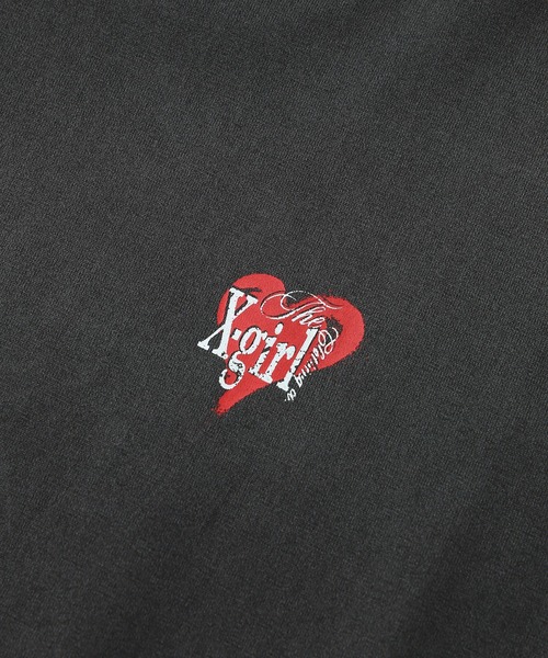 X-girl（エックスガール）の「FADED HEART ROSE LOGO S/S TEE（Tシャツ/カットソー・レディース・ブルー/ブラック/ベージュ・S/M/L）」の8枚目の写真