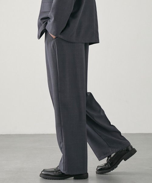 EASENCE（イーズエンス）の「【EASENCE】ハイツイステッドツイル セットアップ シングルテーラードジャケット＆センタープレス タックスラックス<速乾/UVカット/イージーケア>（セットアップ・メンズ・ライトグレー/ネイビー/モカ/チャコール・S/M/L/XL）」の6枚目の写真