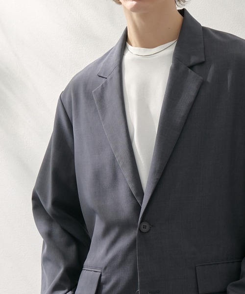 EASENCE（イーズエンス）の「【EASENCE】ハイツイステッドツイル セットアップ シングルテーラードジャケット＆センタープレス タックスラックス<速乾/UVカット/イージーケア>（セットアップ・メンズ・ライトグレー/ネイビー/モカ/チャコール・S/M/L/XL）」の8枚目の写真