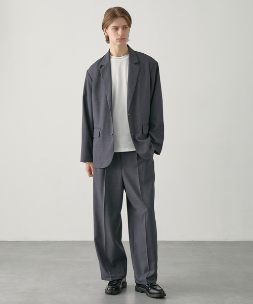 EASENCE（イーズエンス）の「【EASENCE】ハイツイステッドツイル セットアップ シングルテーラードジャケット＆センタープレス タックスラックス<速乾/UVカット/イージーケア>（セットアップ・メンズ・ライトグレー/ネイビー/モカ/チャコール・S/M/L/XL）」の9枚目の写真