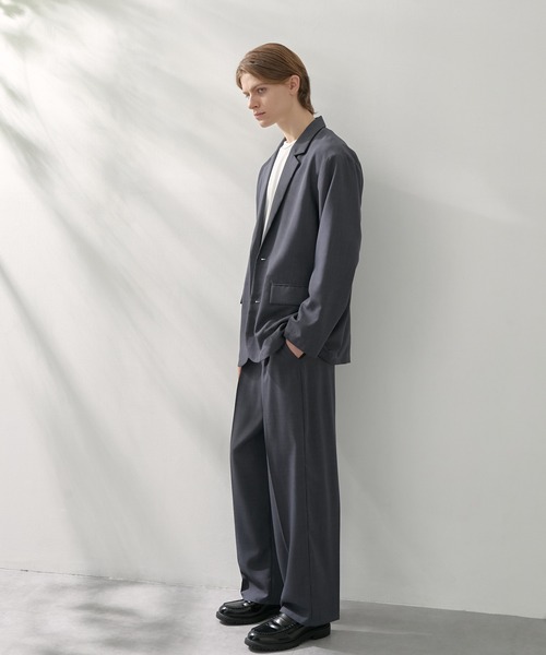 EASENCE（イーズエンス）の「【EASENCE】ハイツイステッドツイル セットアップ シングルテーラードジャケット＆センタープレス タックスラックス<速乾/UVカット/イージーケア>（セットアップ・メンズ・ライトグレー/ネイビー/モカ/チャコール・S/M/L/XL）」の10枚目の写真