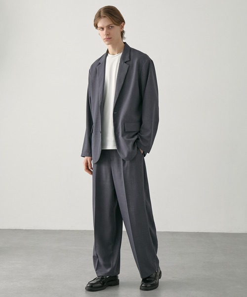 EASENCE（イーズエンス）の「【EASENCE】ハイツイステッドツイル セットアップ シングルテーラードジャケット＆センタープレス タックスラックス<速乾/UVカット/イージーケア>（セットアップ・メンズ・ライトグレー/ネイビー/モカ/チャコール・S/M/L/XL）」の11枚目の写真